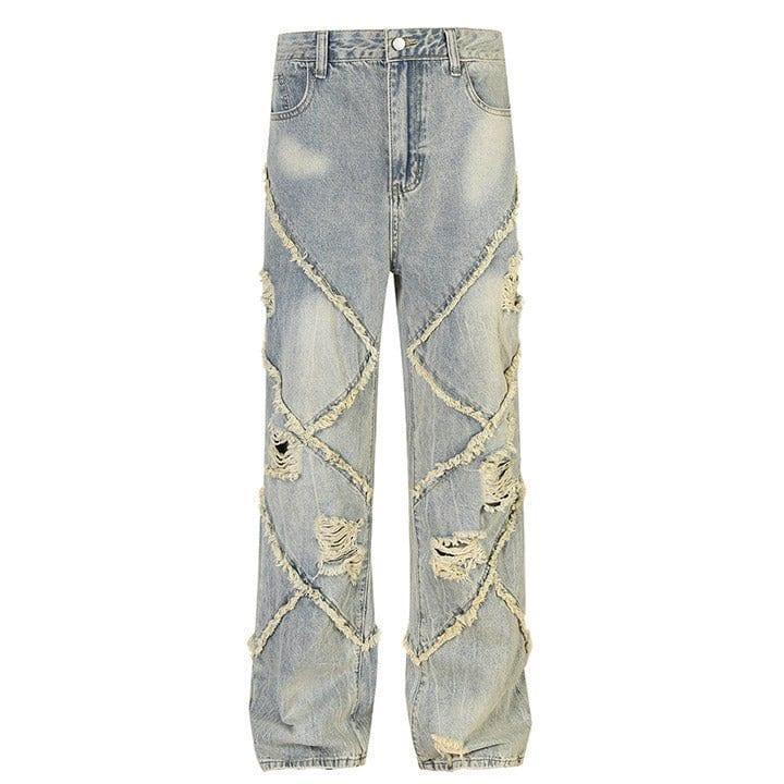 Tntwear® Distressed Frayed Washed Jeans - tntwear1