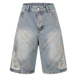 Tntwear® Trendy Distressed Washed Denim Shorts - tntwear1