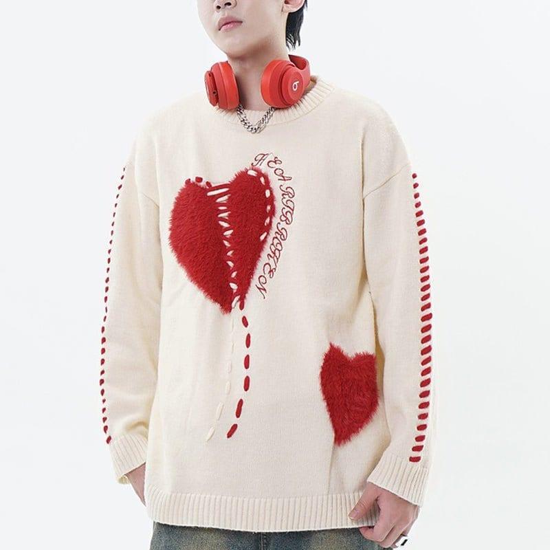 Tntwear® Cozy Knit Sweater Flocked Heart - tntwear1