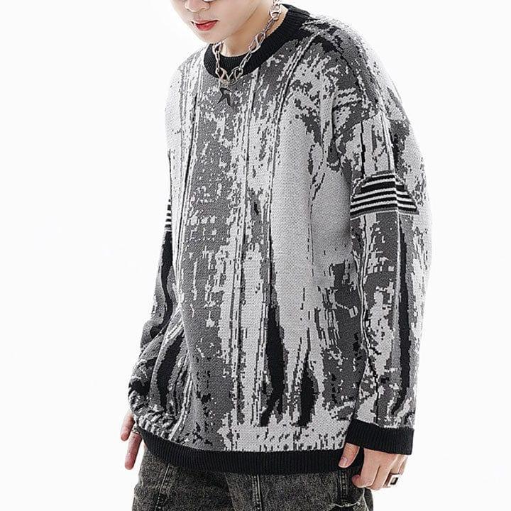 Tntwear® Grey Gradient Jacquard Sweater - tntwear1