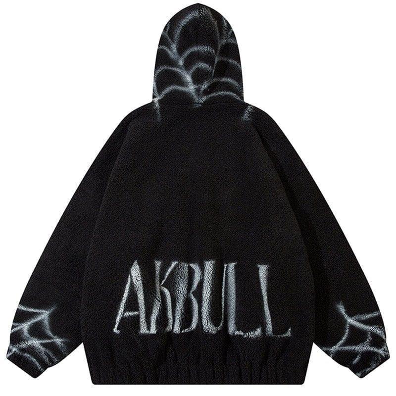 Tntwear® Full Zip Hooded Sherpa Jacket Spider Web - tntwear1