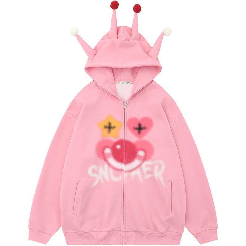 Tntwear ® Funny Jester Zipper Hoodie with Horn - tntwear1