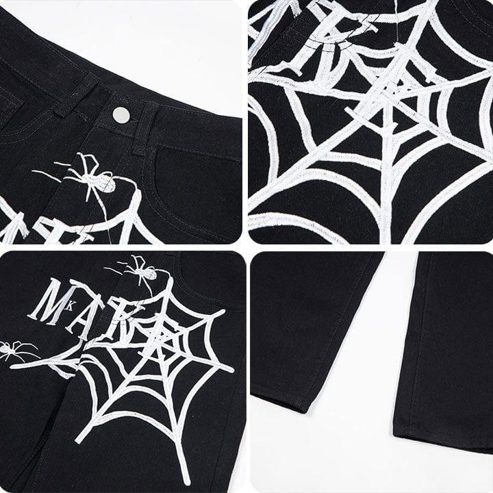 Tntwear® Straight Leg Jeans Spider Web Print - tntwear1