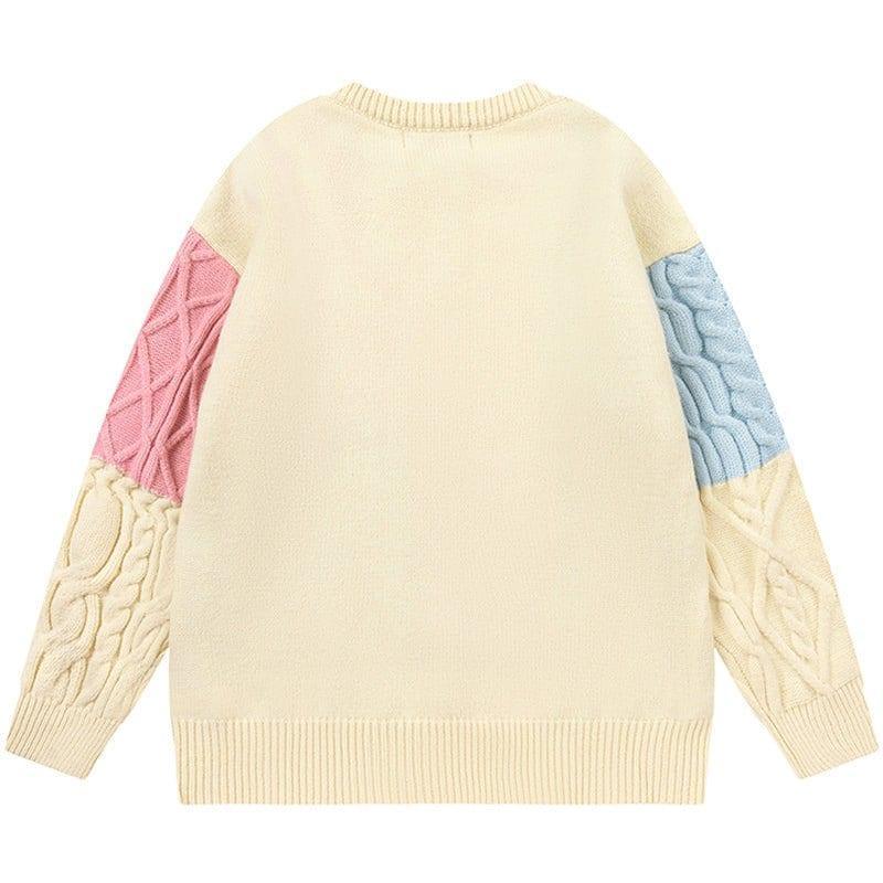 Tntwear® Color Block Cable Knit Sweater - tntwear1