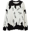 Tntwear® Distressed Knit Sweater Color Block Patch - tntwear1