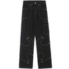 Tntwear® Black Punk Stitch Cargo Jeans - tntwear1