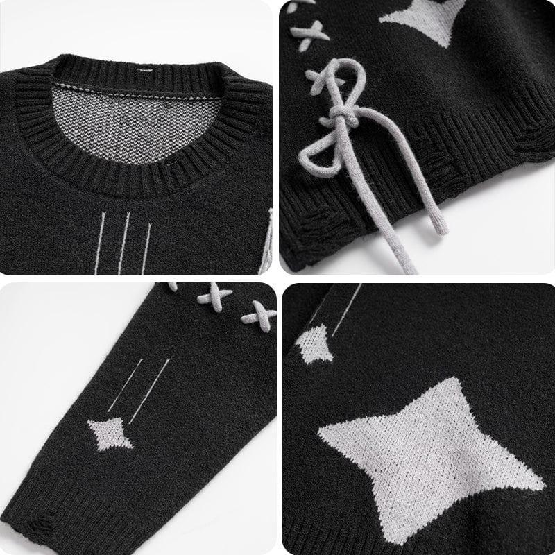 Tntwear® Ripped Knit Sweater Falling Stars - tntwear1