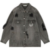 Tntwear® Distressed Washed Denim Jacket Heart Print - tntwear1