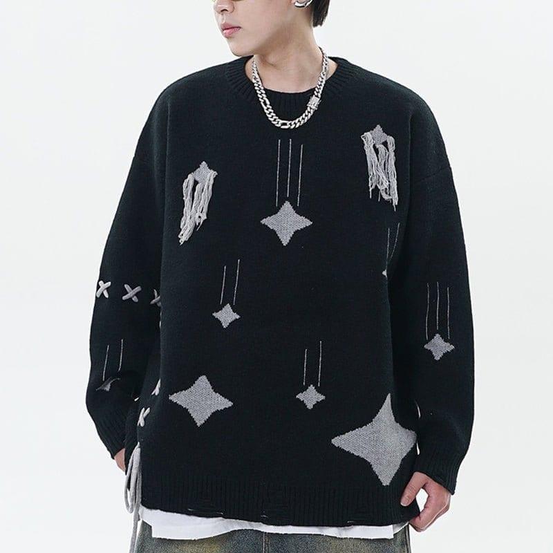 Tntwear® Ripped Knit Sweater Falling Stars - tntwear1