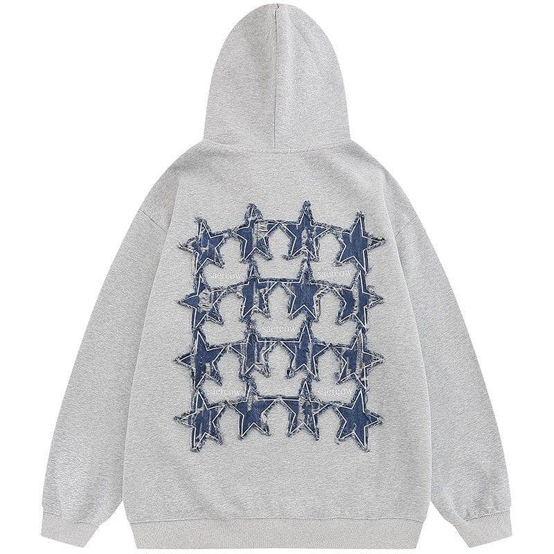 Tntwear® Fall Zipper Hoodie Denim Stars Patch - tntwear1