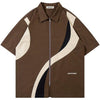 Tntwear® Retro Color Block Zip-Up Shirt - tntwear1
