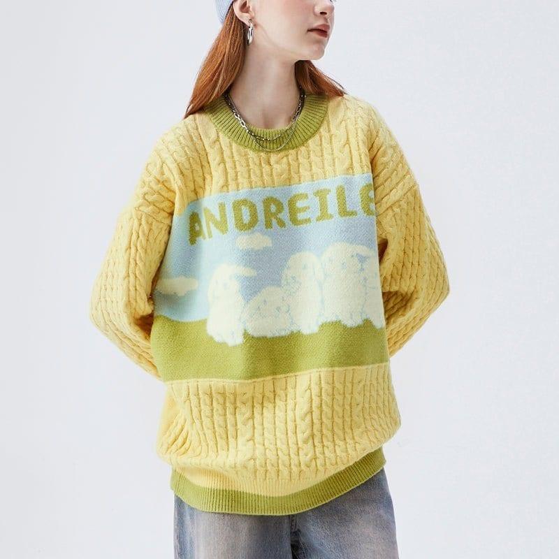 Tntwear Chunky Knit Sweater Rabbits - tntwear1