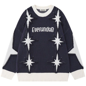 Tntwear® Chic Crew Neck Sweater with Star - tntwear1