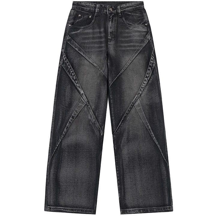 Tntwear® Baggy Washed Jeans Pleated Patchwork - tntwear1