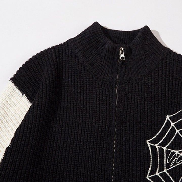 Tntwear® Zipper Knit Sweater Spider Web - tntwear1