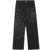 Tntwear® Black Jeans Spider Web Print - tntwear1