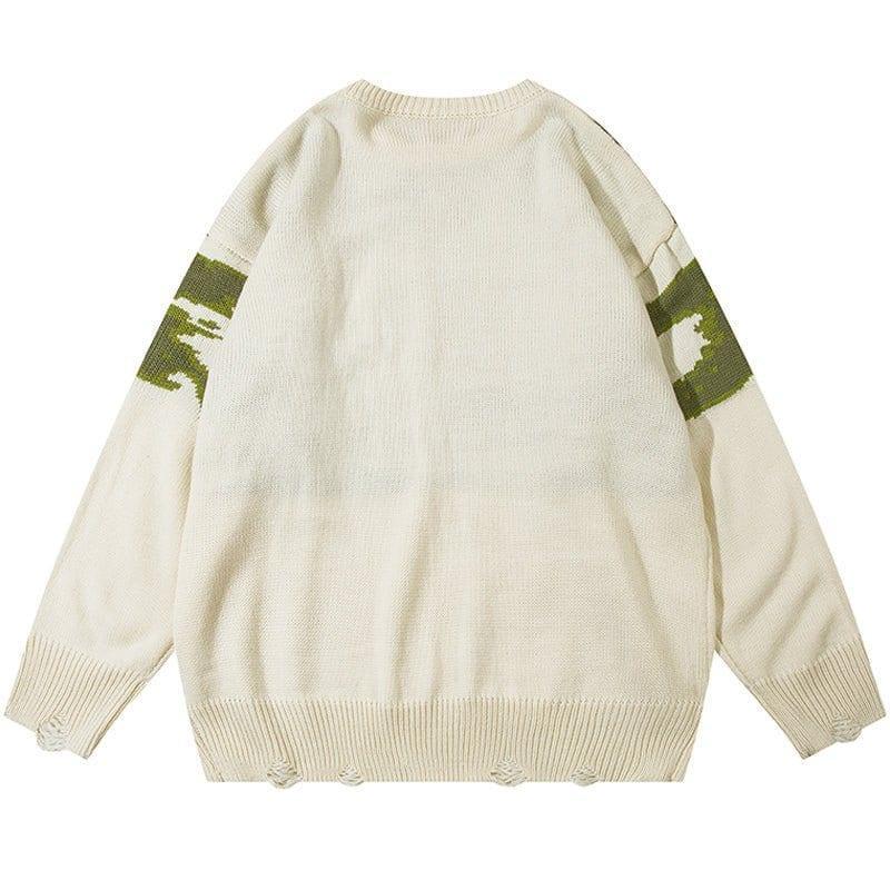 Tntwear® Casual Jacquard Ripped Knit Sweater - tntwear1