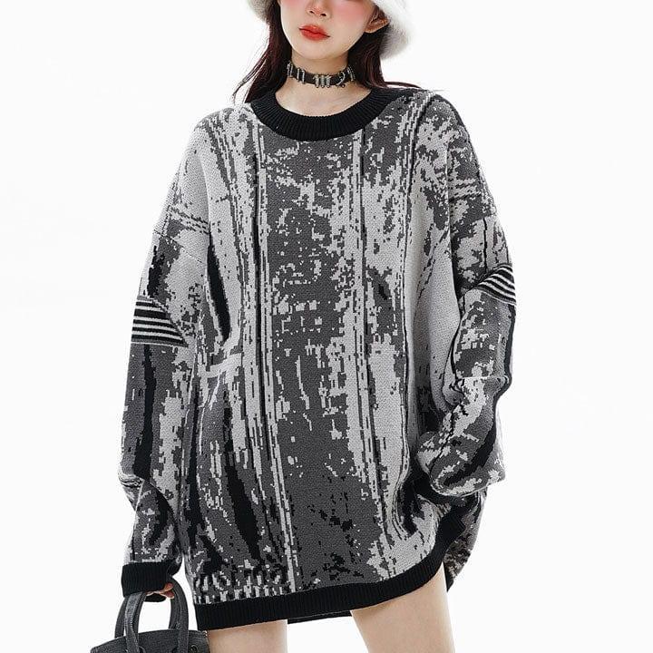 Tntwear® Grey Gradient Jacquard Sweater - tntwear1