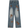 Tntwear® Straight Leg Jeans Leopard Star Patch - tntwear1