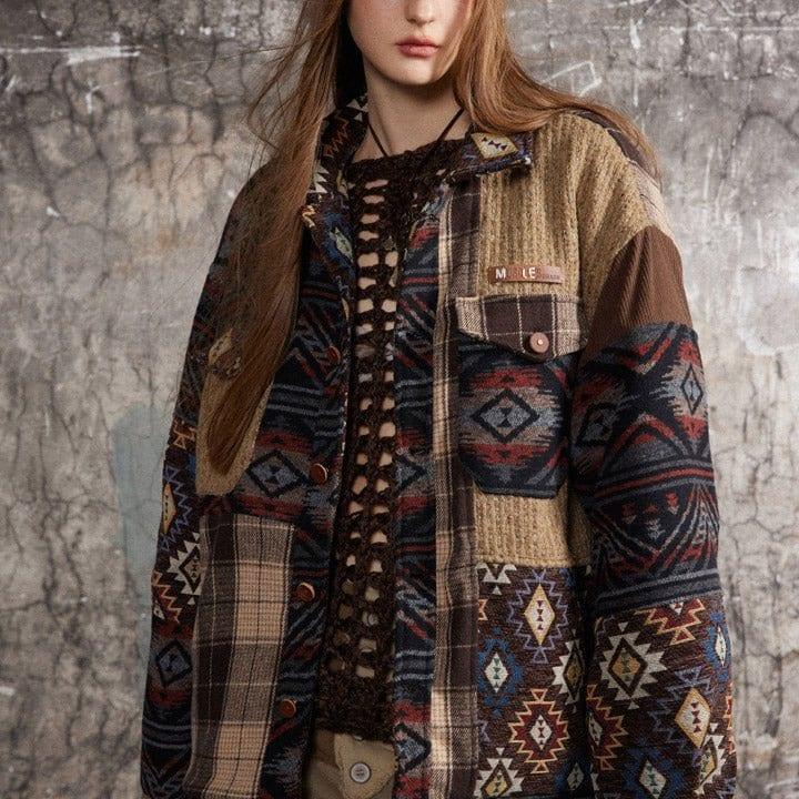 Tntwear® Retro Plaid Patchwork Jacket - tntwear1