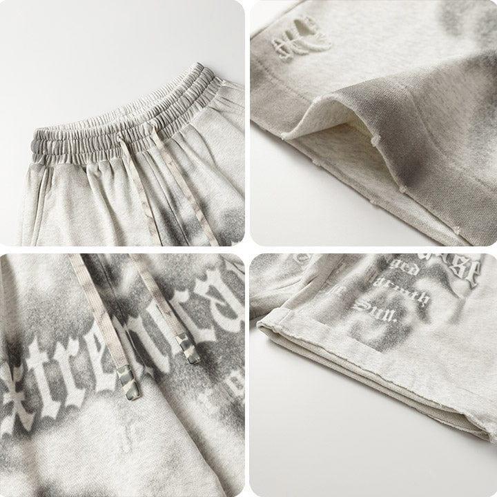Tntwear® Distressed Tie-Dye Letter Shorts - tntwear1