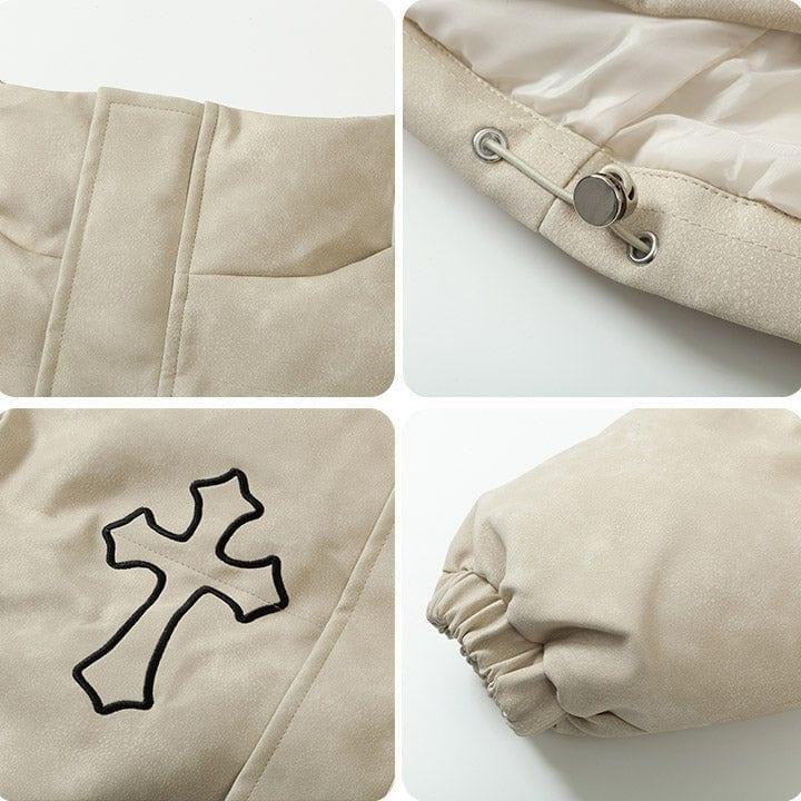Tntwear® PU Leather Puffer Jacket Cross - tntwear1