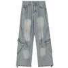 Tntwear® Stylish Straight Leg Jeans Patchwork Pocket - tntwear1