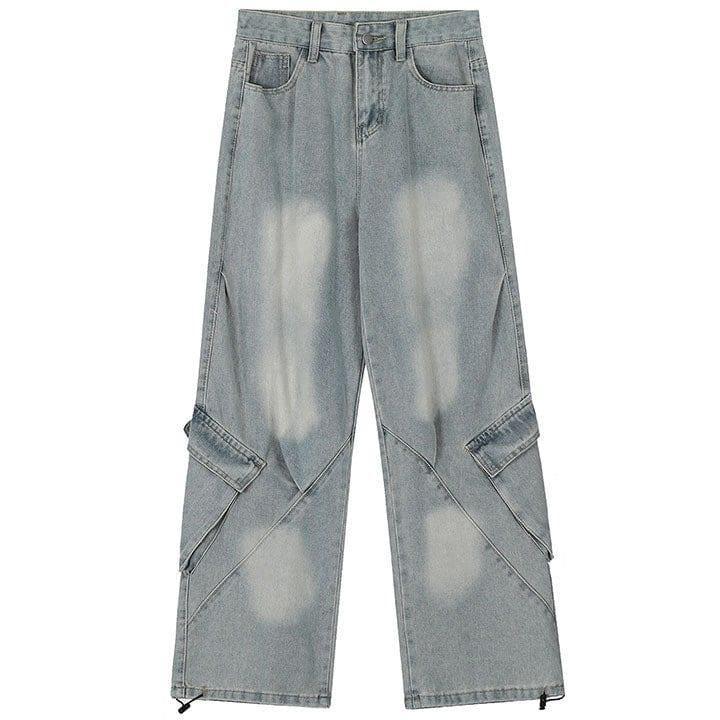 Tntwear® Stylish Straight Leg Jeans Patchwork Pocket - tntwear1