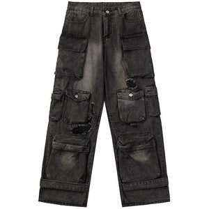 Tntwear® Unique Utility Cargo Jeans Multiple Pockets - tntwear1