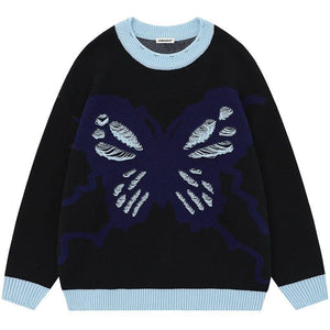 Tntwear® Ripped Jacquard Sweater Butterfly - tntwear1