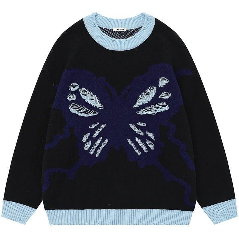 Tntwear® Ripped Jacquard Sweater Butterfly - tntwear1