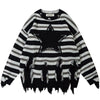 Tntwear® Fringed Striped Pullover Sweater Star - tntwear1