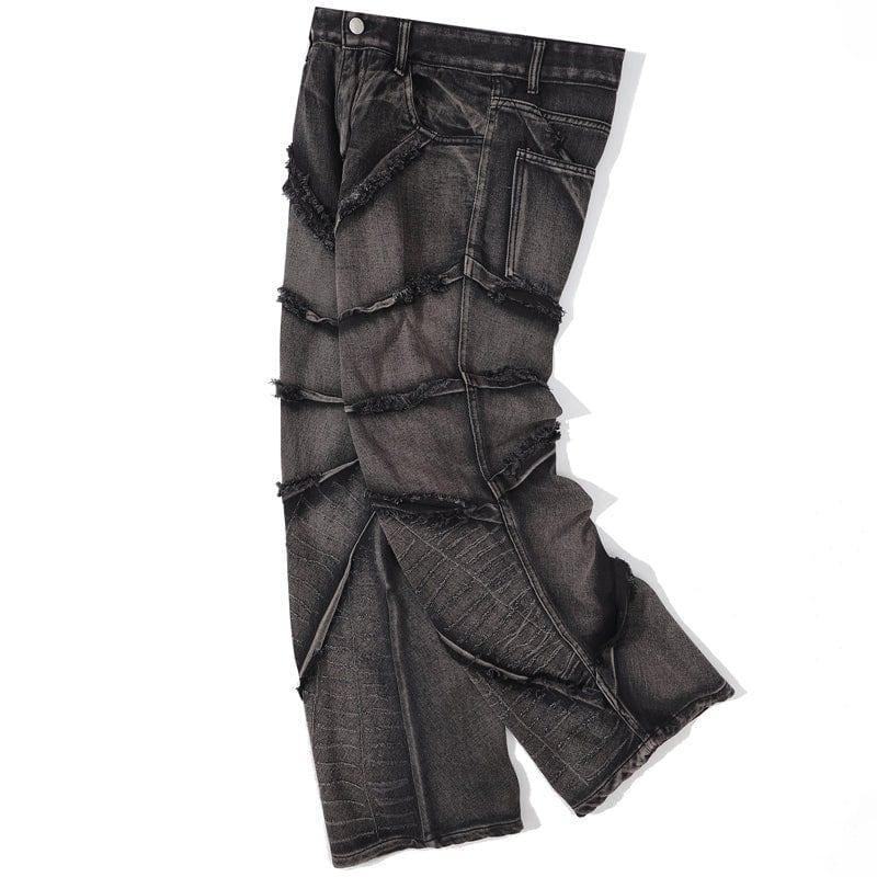 Tntwear® Distressed Wide Leg Jeans Spider Web - tntwear1