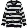 Tntwear® Vintage Striped Knit Sweater Full Butterfly - tntwear1