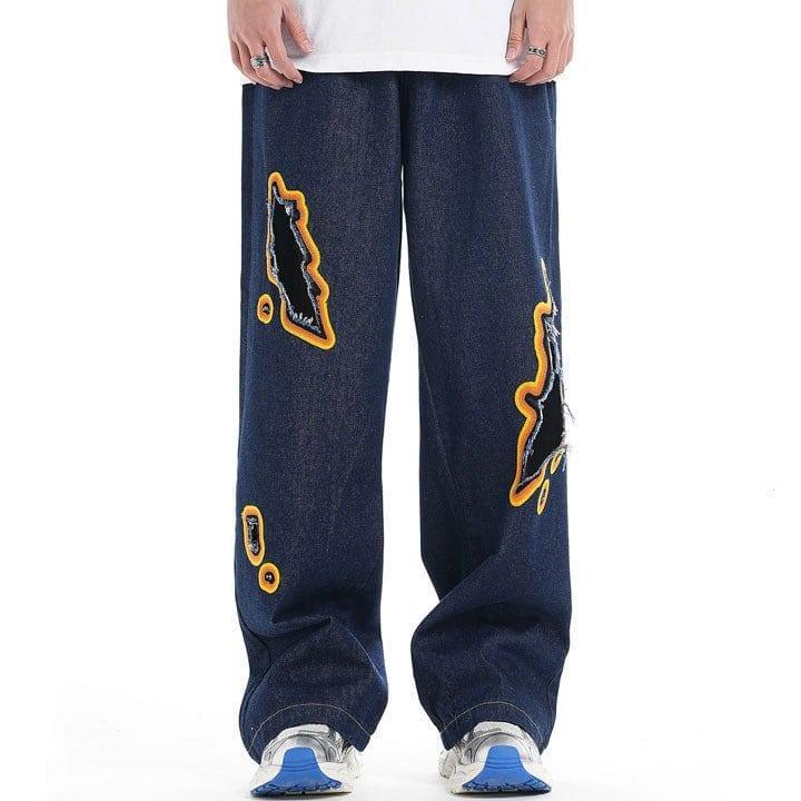 Tntwear® Baggy Straight Leg Jeans Flame - tntwear1