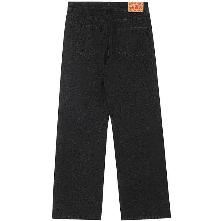 Tntwear® Black Jeans Spider Web Print - tntwear1