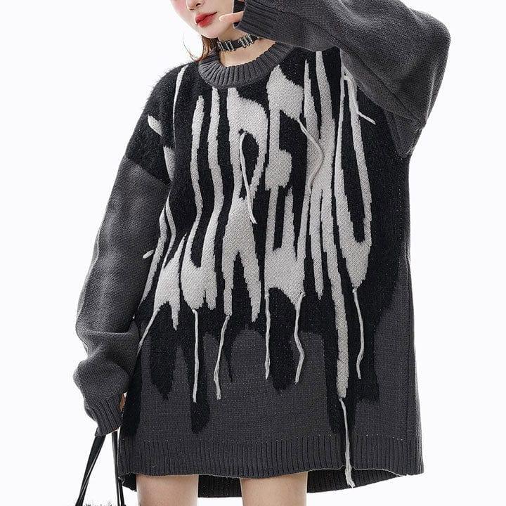 Tntwear® Crew Neck Knit Sweater Letter - tntwear1