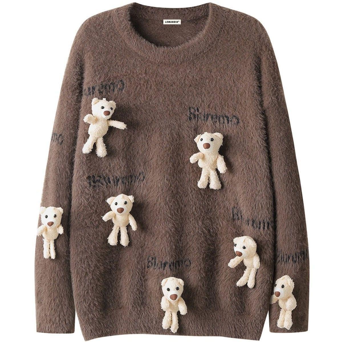 Tntwear® Mohair Knit Sweater with Bear - tntwear1