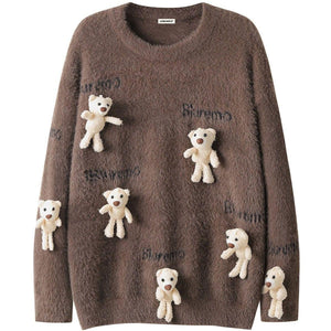 Tntwear® Mohair Knit Sweater with Bear - tntwear1