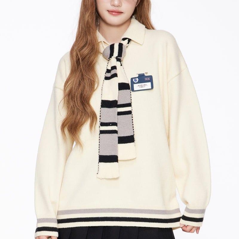 Tntwear® Preppy Style Knit Sweater Tie Neck - tntwear1