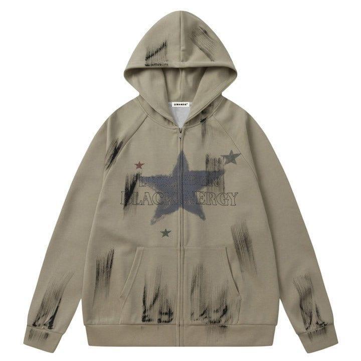 Tntwear® Star Print Zip-Up Hoodie - tntwear1