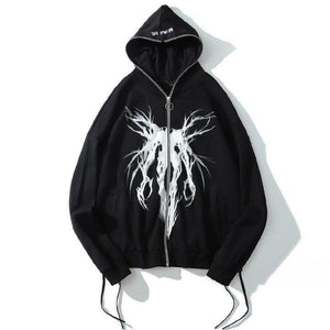Tntwear® Gothic Black Full Zip Graphic Hoodie - tntwear1