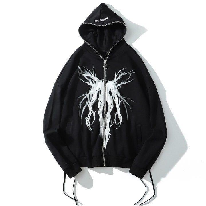 Tntwear® Gothic Black Full Zip Graphic Hoodie - tntwear1