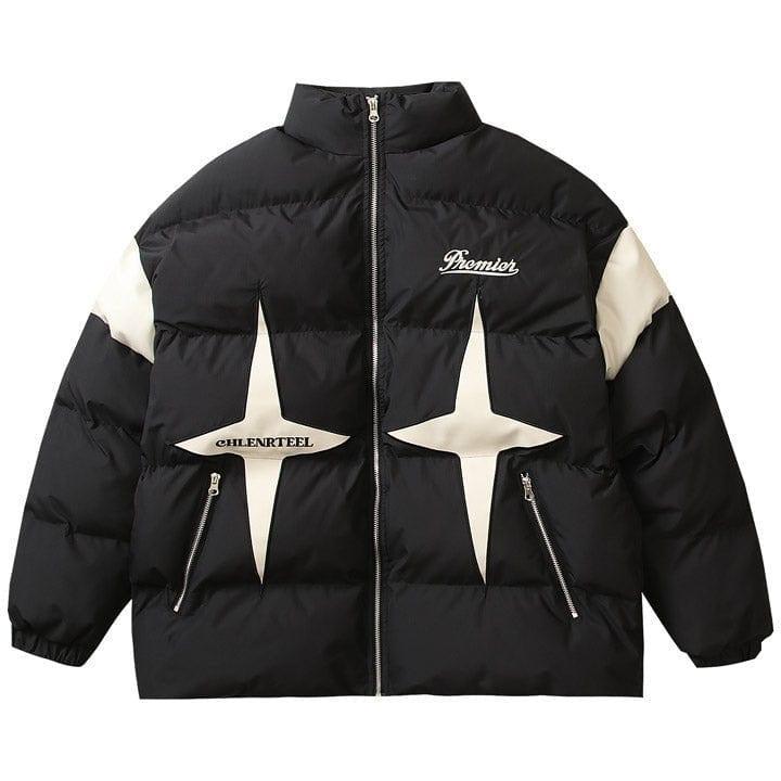 Tntwear® Thicken Winter Coat Color Block Star - tntwear1