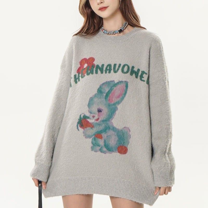 Tntwear® Fluffy Knit Sweater Rabbit - tntwear1