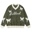 Tntwear® Fleece V-Neck Knit Sweater Butterfly - tntwear1