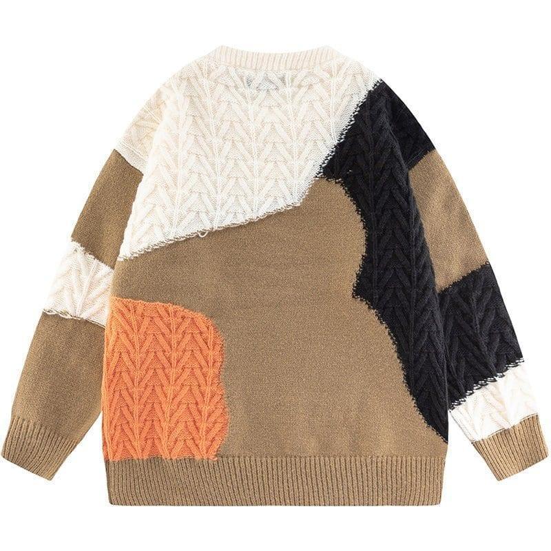 Tntwear® Chunky Knit Sweater Color Block - tntwear1