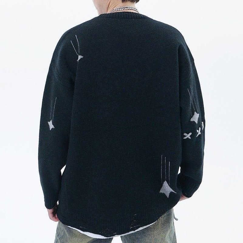 Tntwear® Ripped Knit Sweater Falling Stars - tntwear1