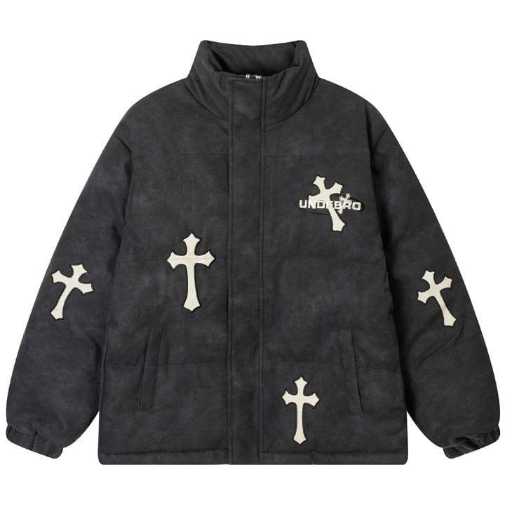 Tntwear® PU Leather Puffer Jacket Cross - tntwear1