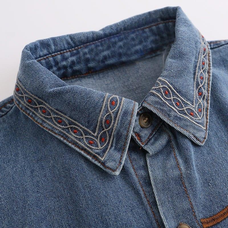 Tntwear Chic Short Sleeves Denim Shirt Beach Party - tntwear1